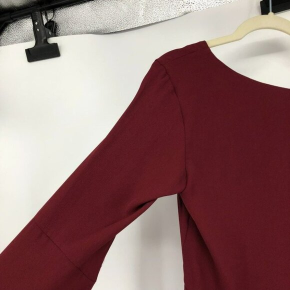 Allen Solly Burgundy Peplum flared sleeve v-neck blouse small - Picture 10 of 16